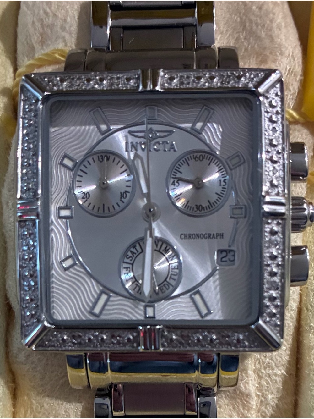 Invicta 5377 Wildflower Stainless Steel Square Chronograph Bracelet Watch - Picture 3 of 7